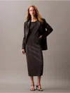 Calvin Klein Women's Plisse Sleeveless Midi Dress In Ebony