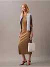 Calvin Klein Women's Plisse Sleeveless Midi Dress In Gothic Olive