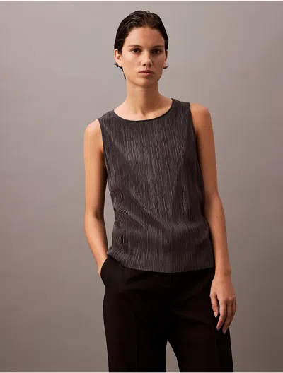 Calvin Klein Women's Plisse Tank Top In Ebony