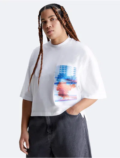 Calvin Klein Women's Plus Size Floral Graphic T-shirt In Bright White