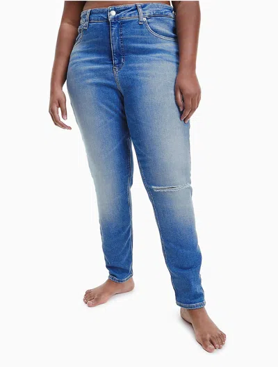 Calvin Klein Women's Plus Size High Rise Skinny Ankle Jeans In Mid Blue
