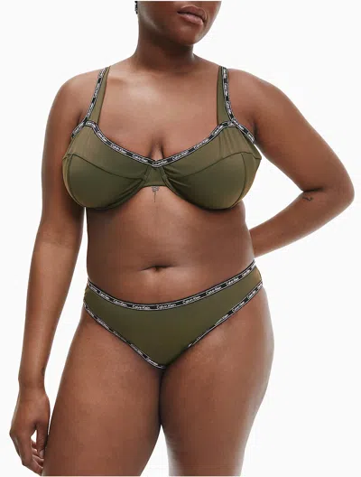 Calvin Klein Women's Plus Size Logo Tape Balconette Bikini Top In Margarita