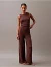 Calvin Klein Women's Plush Sweater Sleep Pants In Truffle Brown