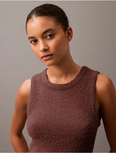 Calvin Klein Women's Plush Sweater Sleep Tank Top In Brown