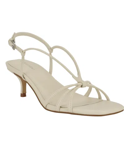 Calvin Klein Women's Poeta Kitten Heel Strappy Dress Sandals In Ivory