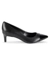 Calvin Klein Womens Leather Trim Man Made Kitten Heels In Black