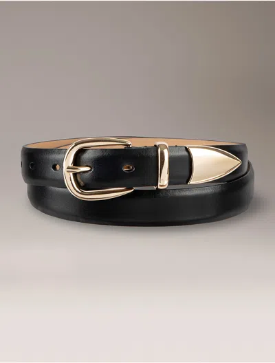 Calvin Klein Women's Polished Metal Tipped Belt In Black
