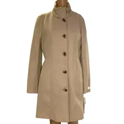 Calvin Klein Women's Polyester Button Closure Coat In Light Beige In Neutral