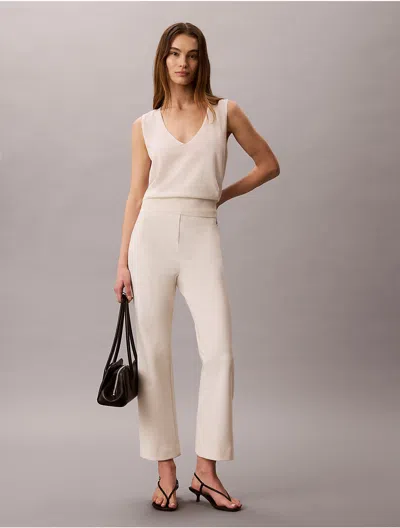 Calvin Klein Women's Ponte Cropped Flared Pants In White