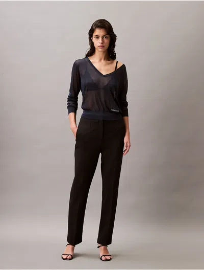 Calvin Klein Womens High Waisted Side Zipper High-waisted Pants In Black