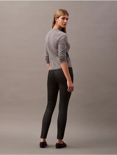 CALVIN KLEIN WOMEN'S PONTE HOUNDSTOOTH PRINT SKINNY PANTS