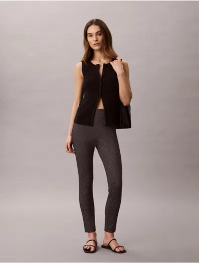 Calvin Klein Women's Ponte Print Skinny Fit Pants In Black