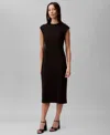 Calvin Klein Womens Ponte Midi Sheath Dress In Black