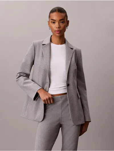 Calvin Klein Women's Ponte Slim Blazer In Gray