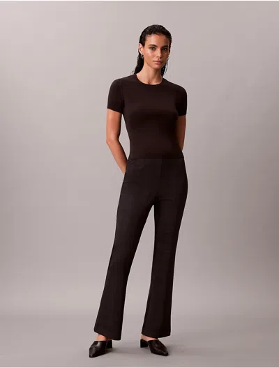 Calvin Klein Women's Ponte Slim Flared Pants In Black/ Plaid