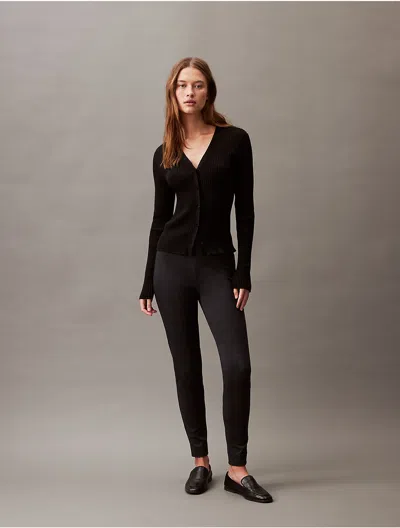 Calvin Klein Women's Ponte Solid Skinny Fit Pants In Black Plaid