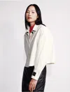 Calvin Klein Women's Poplin Woven Cropped Button-down Shirt In Chalk
