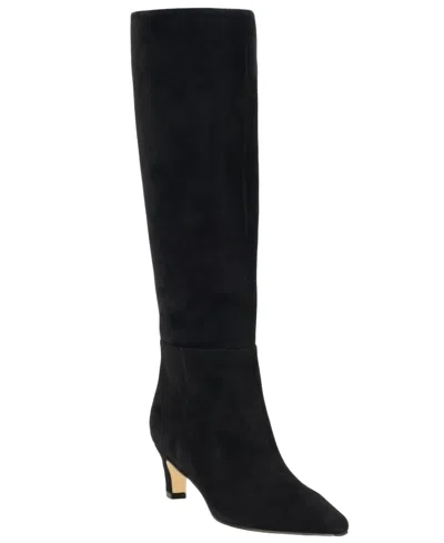 Calvin Klein Womens Preston Tall Kitten Heel Boots Regular Wide Calf In Black