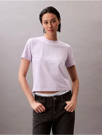 Calvin Klein Women's Pride Lovers In Graphic Baby Tee In Purple