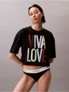 Calvin Klein Women's Pride Viva Love Graphic Cropped Relaxed T-shirt In Black