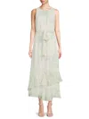 Calvin Klein Women's Print Belted Midi-dress In Cream Multi