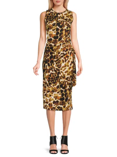 Calvin Klein Women's Print Sheath Midi Dress In Terra Multi