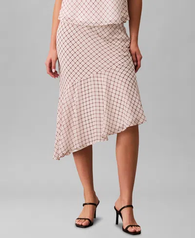 Calvin Klein Women's Printed Chiffon Midi Skirt In Pink