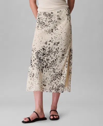 Calvin Klein Women's Printed Chiffon Midi Slip Skirt In Neutral
