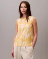 Calvin Klein Women's Printed Chiffon Sleeveless Shell In Multi