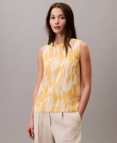 Calvin Klein Women's Printed Chiffon Sleeveless Shell In Multi