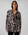 Calvin Klein Women's Printed Classic Button-front Shirt In Black Print