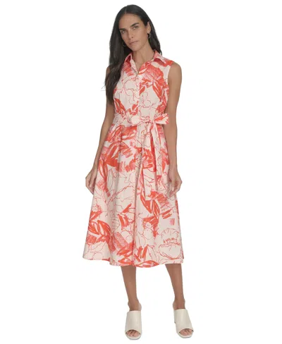 Calvin Klein Women's Printed Cotton Button-front Dress