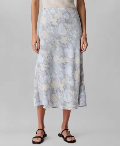 Calvin Klein Women's Printed Crepe Midi Slip Skirt In Tofu
