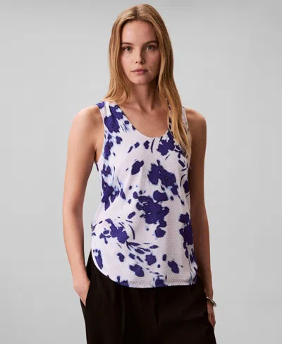 Calvin Klein Women's Printed Fill Coupe Scoop Neck Tank Top In Blue