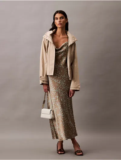Calvin Klein Women's Printed Floral Textured Midi Dress