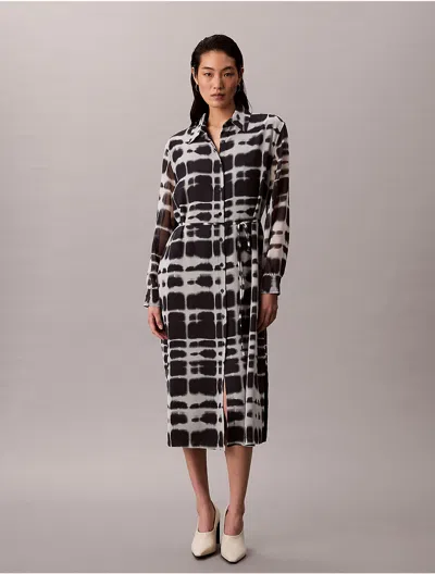 Calvin Klein Women's Printed Midi Shirt Dress In White
