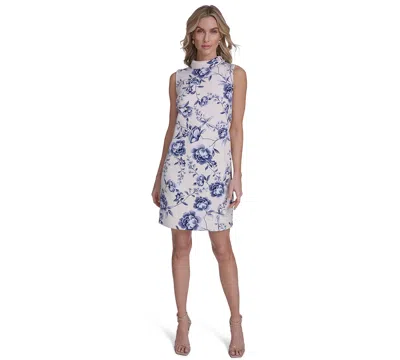 Calvin Klein Women's Printed Mock Neck Mini Dress In Multi