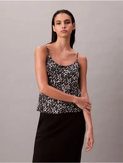 Calvin Klein Women's Printed Satin Cami In Black