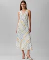 Calvin Klein Women's Printed V-neck Sleeveless Midi Dress In White,natural