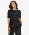 Calvin Klein Womens Printed Velvet Blouse In Black Multi