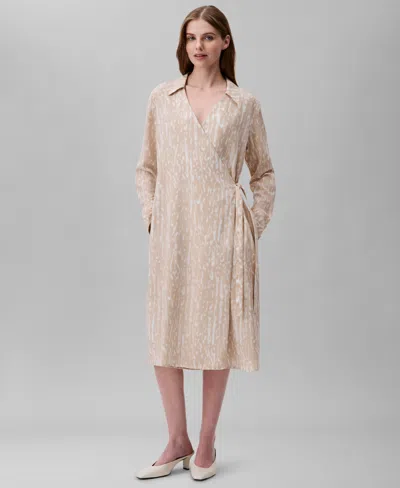 Calvin Klein Women's Printed Wrap Dress In Peyote Multi
