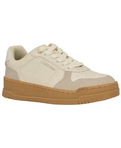 Calvin Klein Women's Prizin Round Toe Sneakers In White