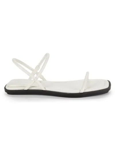 Calvin Klein Women's Prue Strappy Leather Flat Sandals In Milk