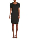 Calvin Klein Women's Puff-sleeve Crepe Sheath Dress In Black