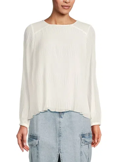 Calvin Klein Women's Puff Sleeve Pleated Top In Cream