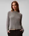 Calvin Klein Women's Pull-on Ribbed Relaxed Sweater In Gray