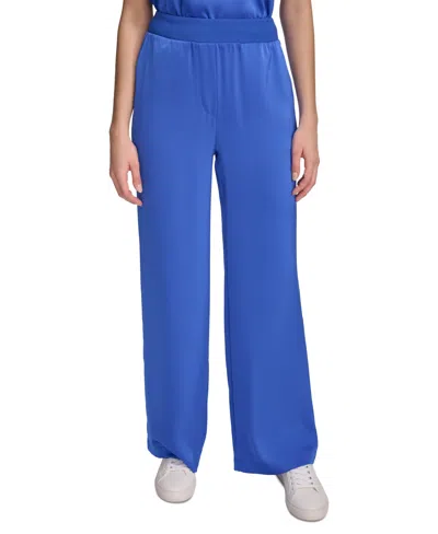 Calvin Klein Women's Pull-on Wide-leg Pants In Dazzling Blue