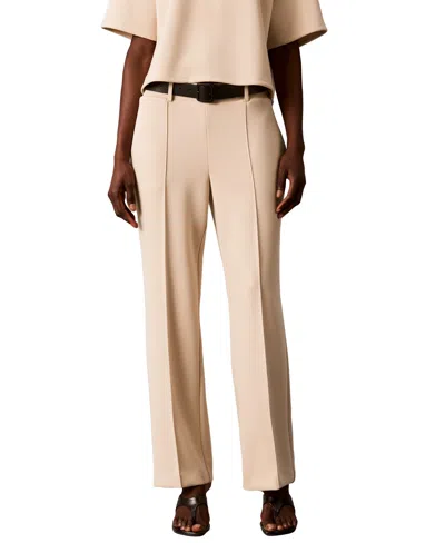 Calvin Klein Women's Pull-on High-rise Wide-leg Pants In Abalone