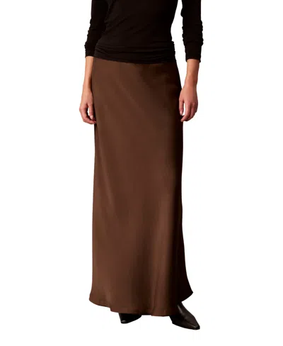 Calvin Klein Women's Pull-on Satin Maxi Skirt In Brown