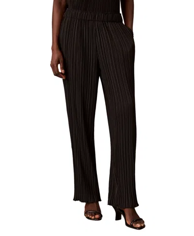 Calvin Klein Women's Pull-on Straight-leg Plisse Pleat Pants In Black